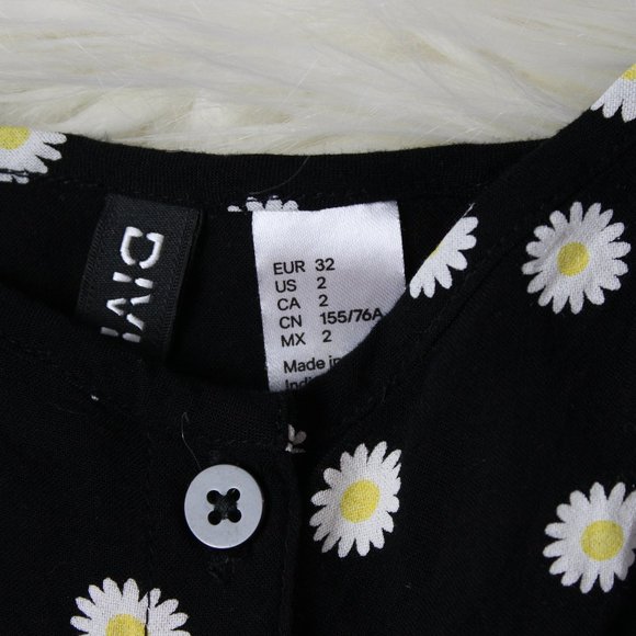 H&M Black Button Down Daisy Print Sundress - Picture 3 of 5